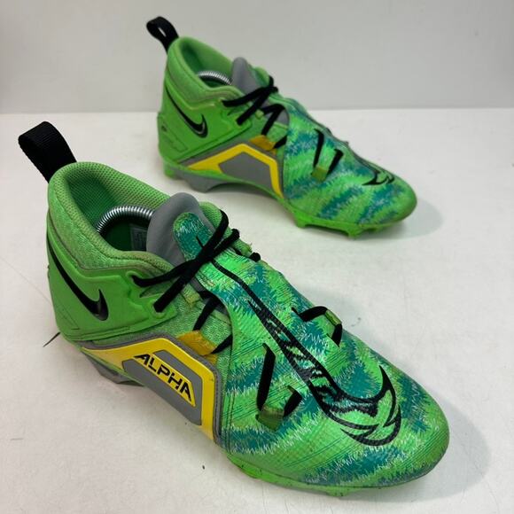 GOOD Nike Alpha Men's Football Cleats Green / Yellow Oregon Ducks Colorway 8.5 - Picture 4 of 13